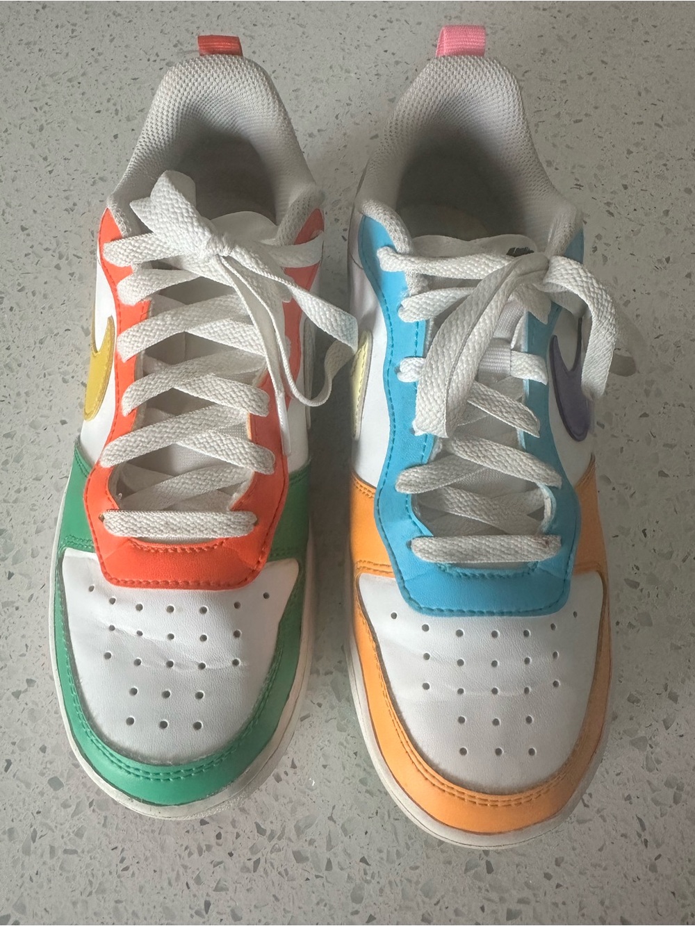 Kids Colorblock Low-Top Sneakers - White with Multi Color Accents